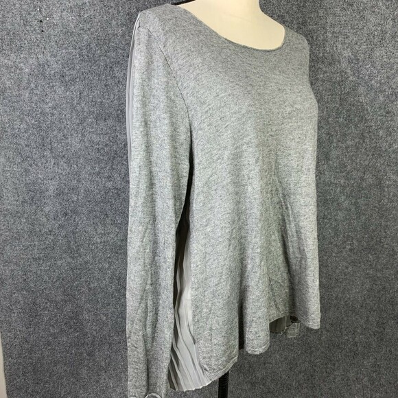 Chelsea & Theodore Knit Sweater Women XL Pleated Sheer Back Long Sleeve Gray - Picture 9 of 10